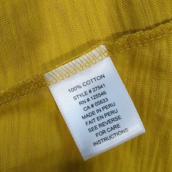 Habitat Top Womens Large Yellow Button Front Casual Tee Art Boho - Picture 6 of 9